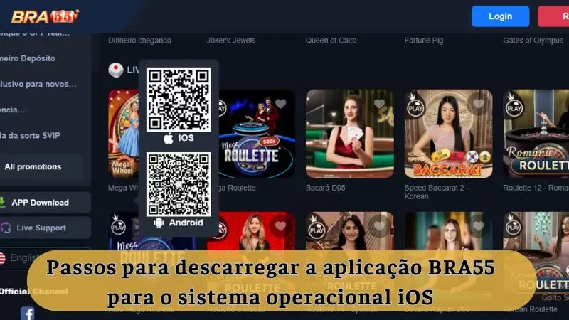 Passos para baixar o aplicativo BRA55 no sistema operacional iOS