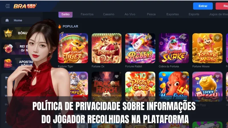 Política de privacidade sobre informações coletadas dos jogadores na plataforma